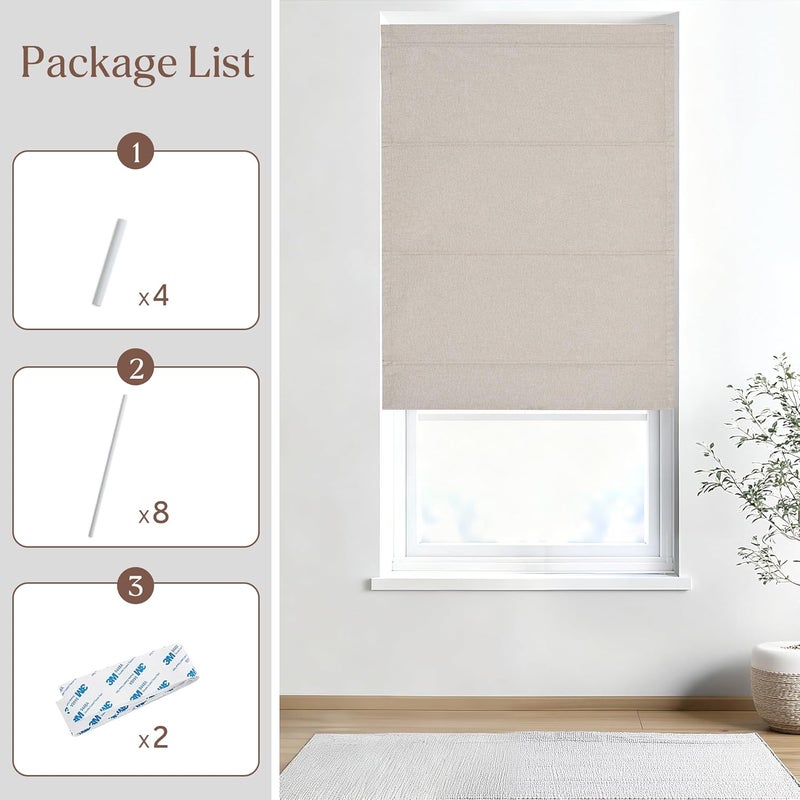 StangH Beige 100% Blackout Roman Shades, Magnetic Room Darkening Linen Blind for Doors Heat & Cold Blocking Farmhouse Window Shade for Bedroom Office, W 26 x L 72, 1 Panel - Image 5